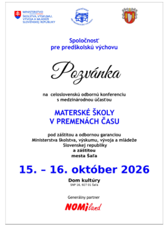 Celoslovenská odborná konferencia s medzinárodnou účasťou "Materské školy v premenách času"